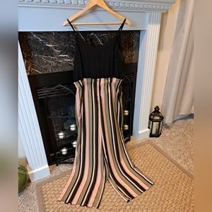 SPEED CONTROL NY STRIPED LEG JUMPSUIT,BLACK/MULTI L